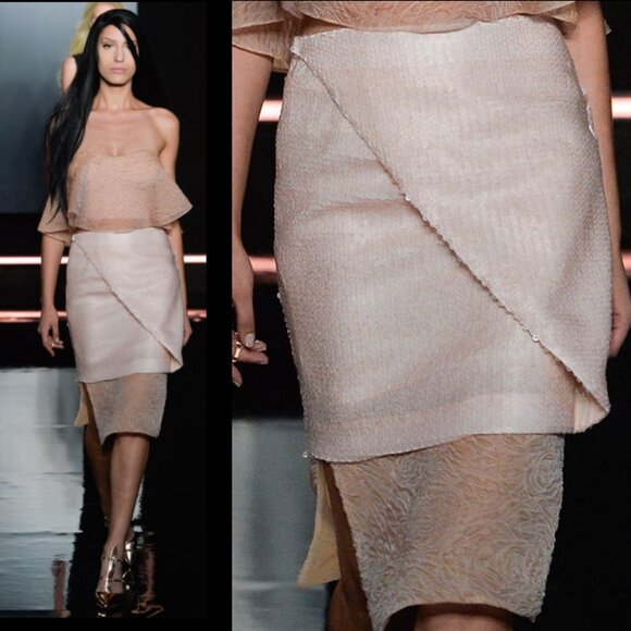 LaPointe Midi Skirt - Plush Matte Sequin w/Cloqué Organza - Small - Picture 1 of 7